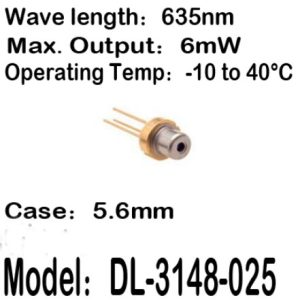 1-20pcs/lot DL-3148-025 3148-025 635nm 6mW 5.6mm -10 to 40C operating temp Laser diode