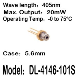 1-20pcs/lot DL-4146-101S 4146-101S 405nm 20mW 5.6mm -0 to 75C operating temp Laser diode