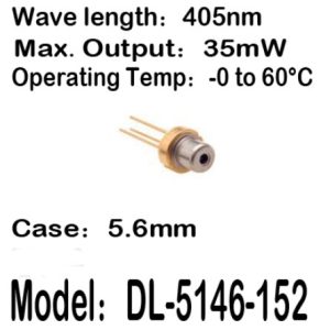 1-20pcs/lot DL-5146-152 5146-152 405nm 35mW 5.6mm -0 to 60C operating temp Laser diode