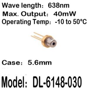 1-20pcs/lot DL-6148-030 6148-030 638nm 40mW 5.6mm -10 to 50C operating temp Laser diode