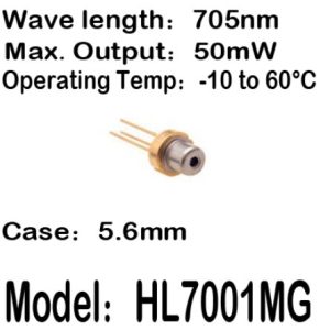 1-20pcs/lot HL7001MG 705nm 50mW 5.6mm -10 to 60C operating temp Laser diode