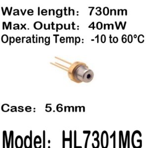 1-20pcs/lot HL7301MG 730nm 40mW 5.6mm 3-pin -10 to 60C operating temp Laser diode
