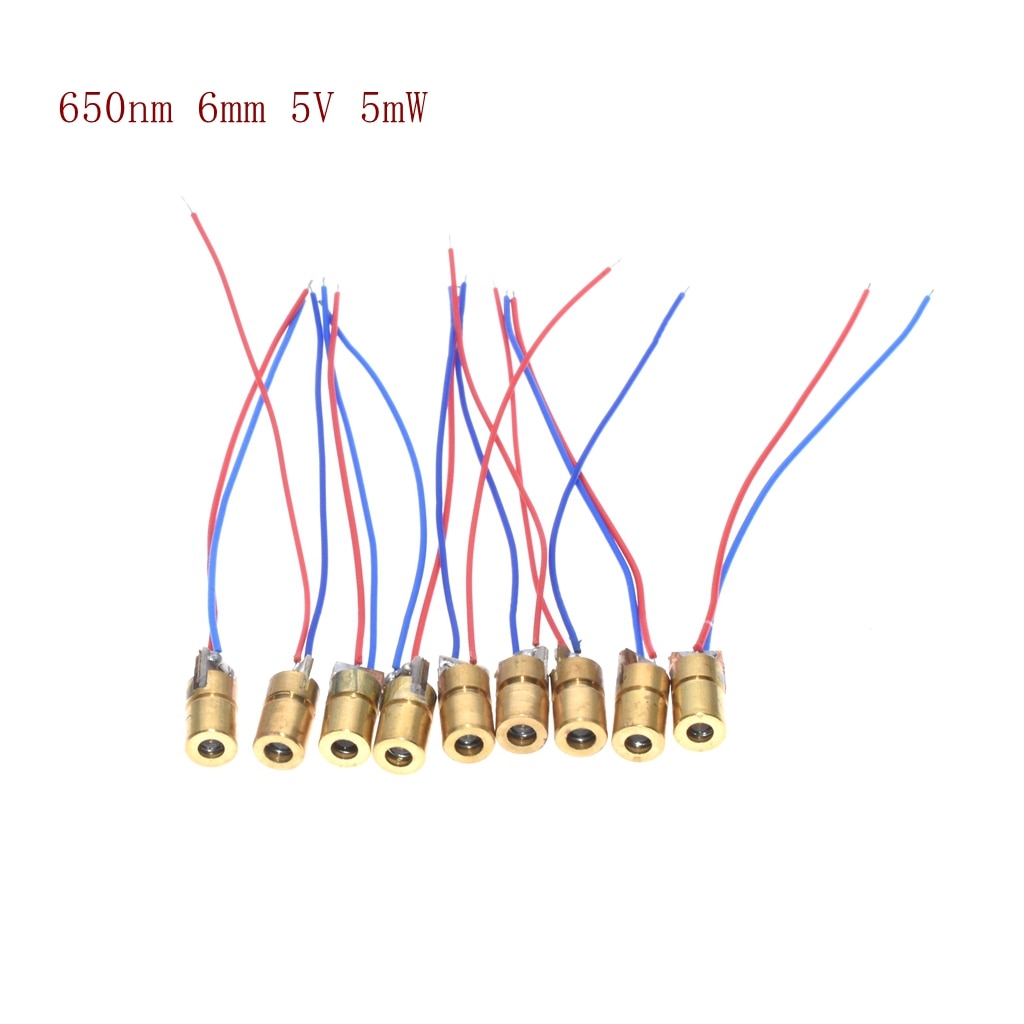100pcs/lot 650nm 6mm 3V/5V 5mW Laser Dot Diode Module Copper Head Red - Image 2