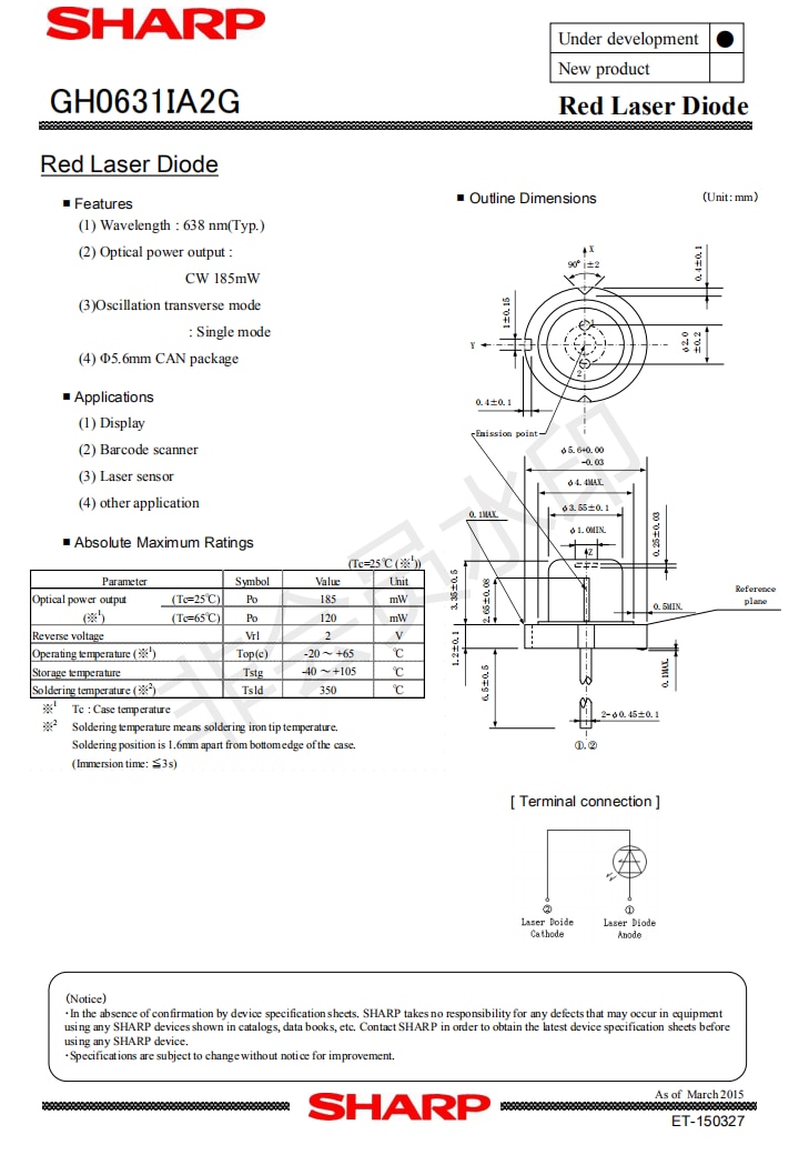 10PCS Sharp GH0631IA2GC TO18-5.6mm Red 635nm 638nm 185mw Laser Diode for DIY Laser Modules (Single Mode) - Image 4