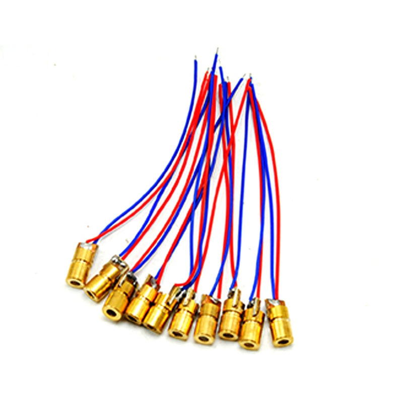 10pcs 0610 1mW 650nm Red Laser Diode Module 3VDC Dot Focusable