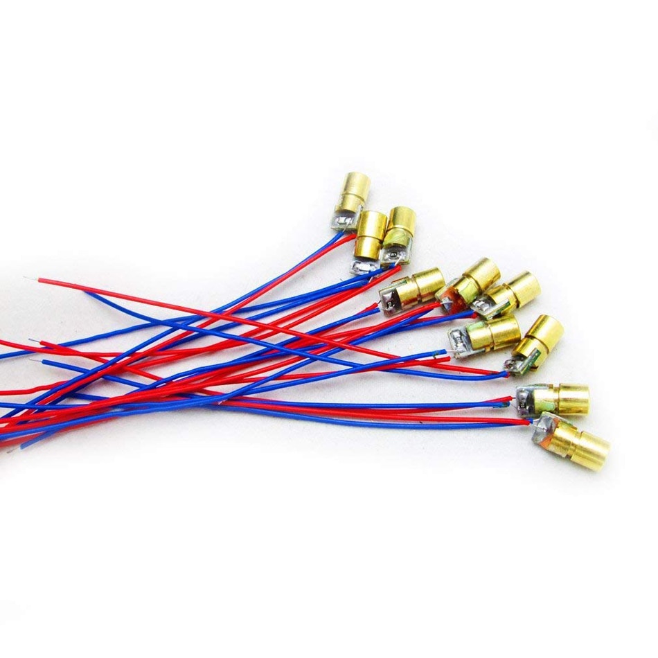 10pcs 5V 650nm 5mW Red Dot Laser Head Red Laser Diode Laser Tube with Leads Head Outer Diameter 6mm - Image 2