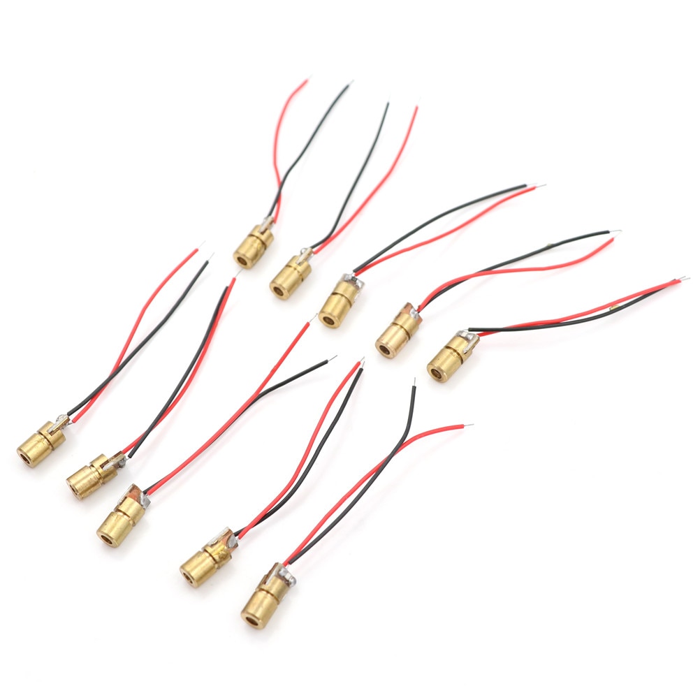 10pcs 650nm 6mm 3V 5mW Laser Dot Diode Module Red Copper Head