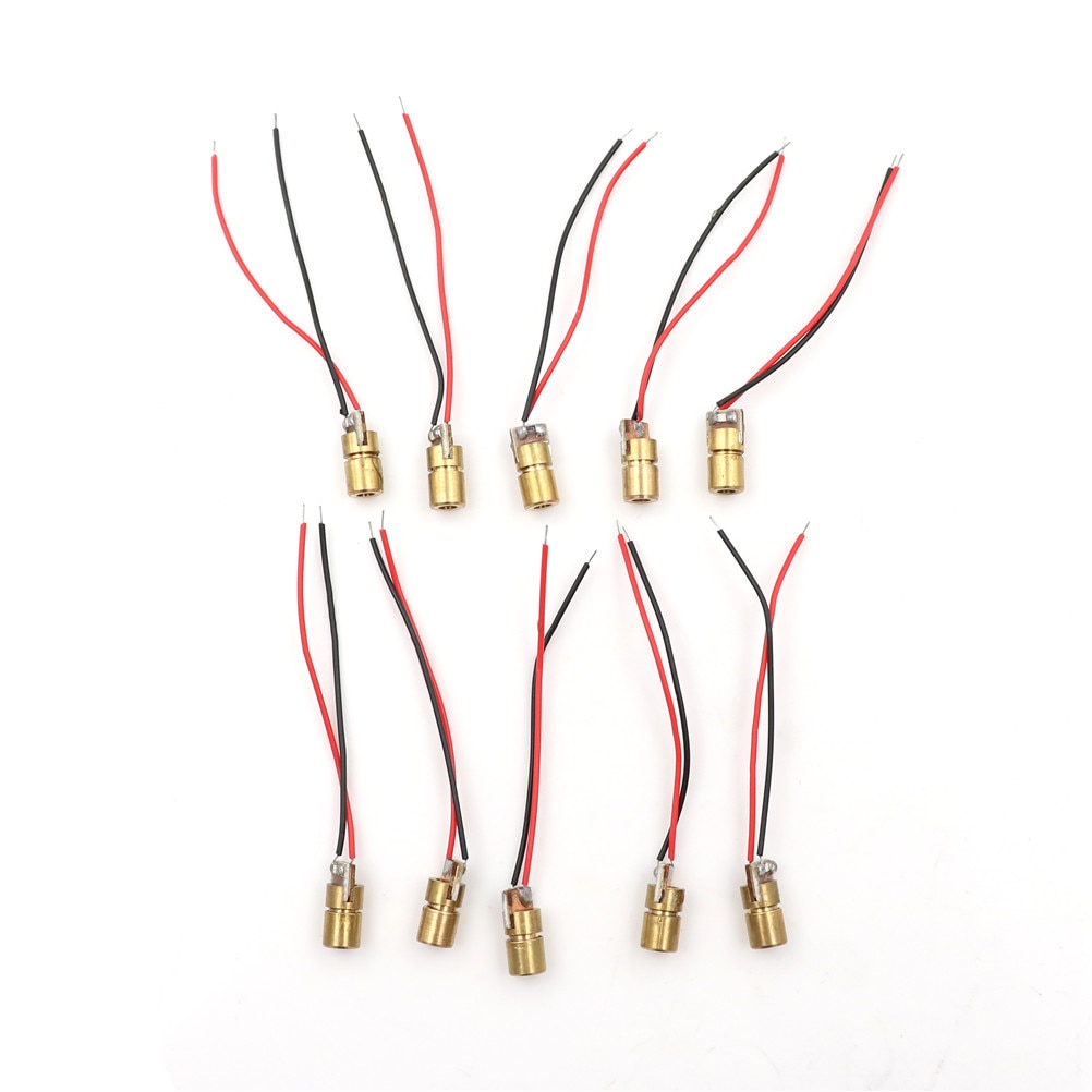 10pcs/set 650nm 6mm 3V 5mW Laser Dot Diode Module Red Copper Head