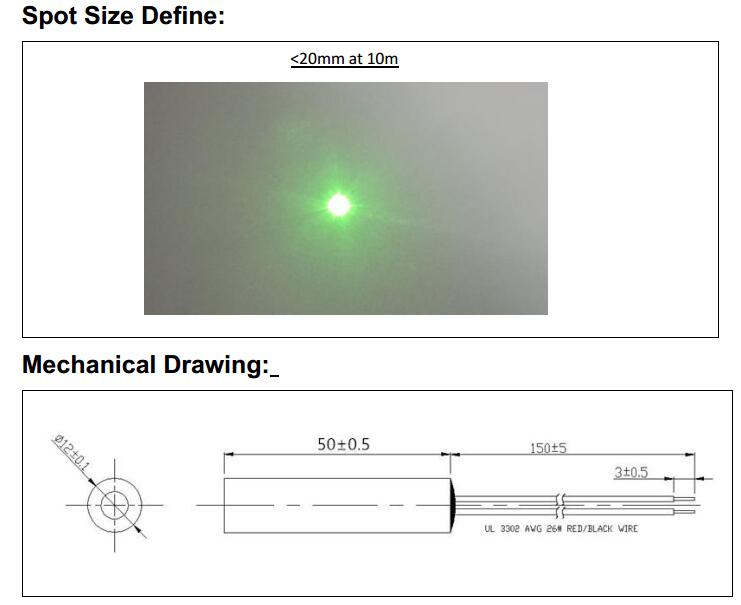 12mm DPSS 30mW 50mW 532nm Green Dot Laser Diode Module TYLASERS - Image 2