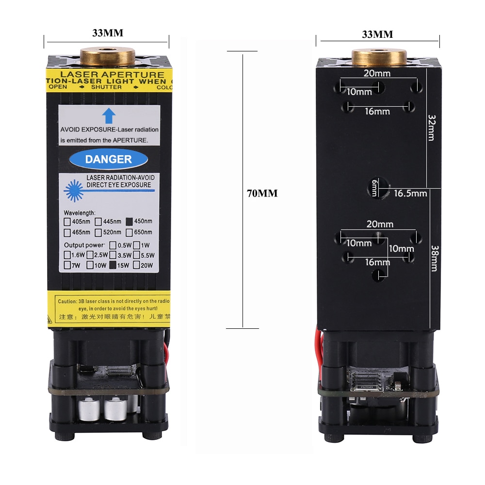 15W 450nm Fixed Focus Laser Module Cutting Head 3P TTL/PWM Stainless Steel Laser Engraver - Image 3
