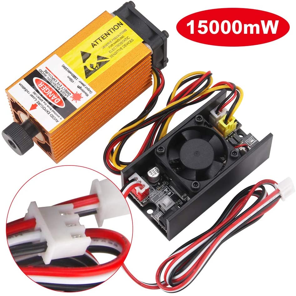 15W Laser Module 450nm Adjusted Focus Blue-Violet Lase Head For Laser Engraver DIY Engraving Machine Woodworking Machinery Parts