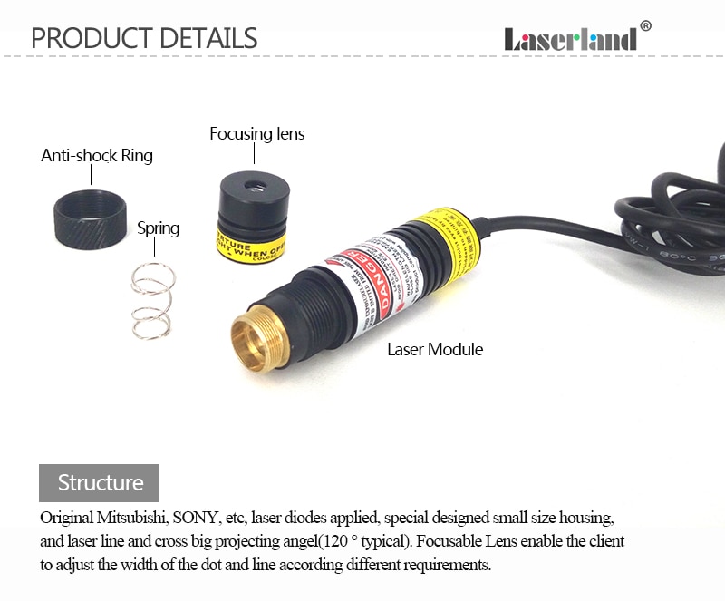 1668 Focusable 50mW 100mW 200mW Red DOT Laser Module Diode Locator Cutter - Image 2