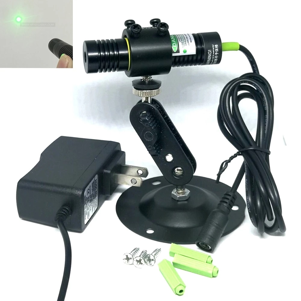 1875mm 532nm 10mw Green Dot Ray Laser Diode Module w 5V AC Adapter &Locator