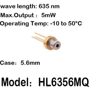 2-20pcs/lot HL6356MG 635nm 5mW 5.6mm -10 to 50C operating temp Laser diode