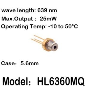 2-20pcs/lot HL6360MG 639nm 25mW 5.6mm -10 to 50C operating temp Laser diode