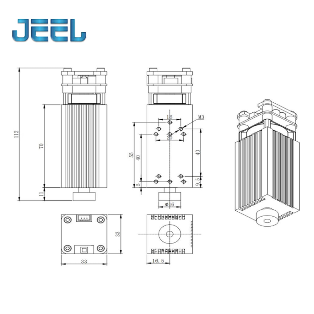 2.5W/3.5W.5.5W 450nm 33mm Focusing Blue Laser Module Laser Engraving And Cutting TTL/PWM Control Laser Tube Diode Glasses - Image 3