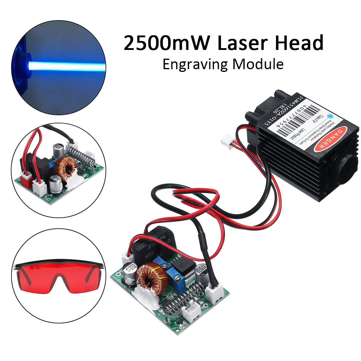 2.5W 450nm Laser Head Module DIY Focusable High Power Blue TTL Cutting Carving CNC Goggles Engraving Machine Woodworking Parts