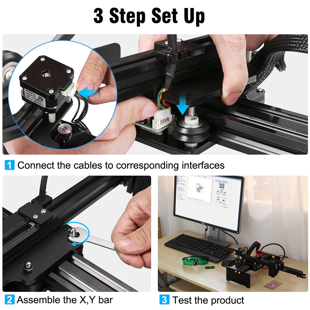 20W Desktop Laser Engraver Portable Engraving Carving Machine Mini Carver DIY Laser Logo Mark Printer for Metal Engraving Router - Image 3