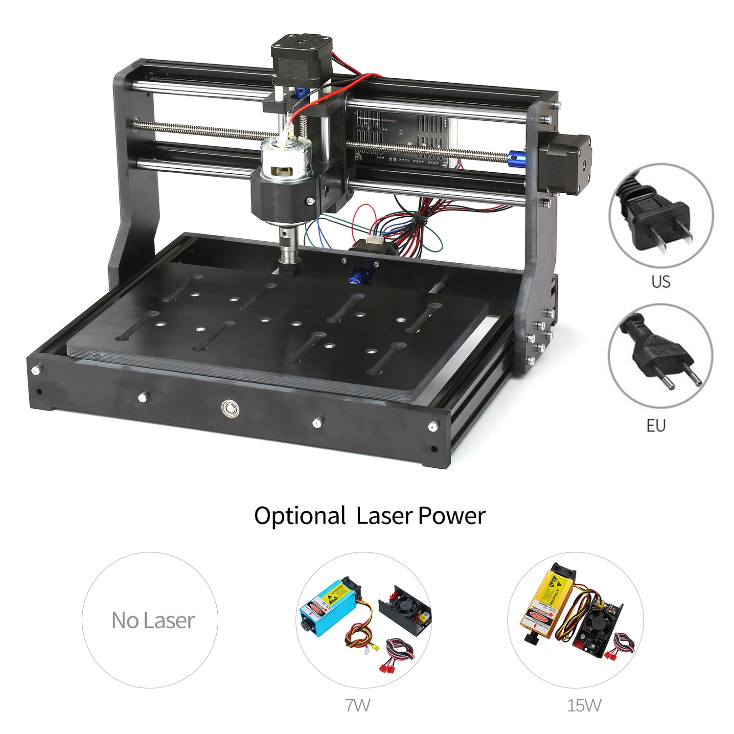 3020 7W/15W Mini DIY CNC Router Kit Power Milling Machine GRBL Control Laser Engraver Engraving Machine US/EU Plug