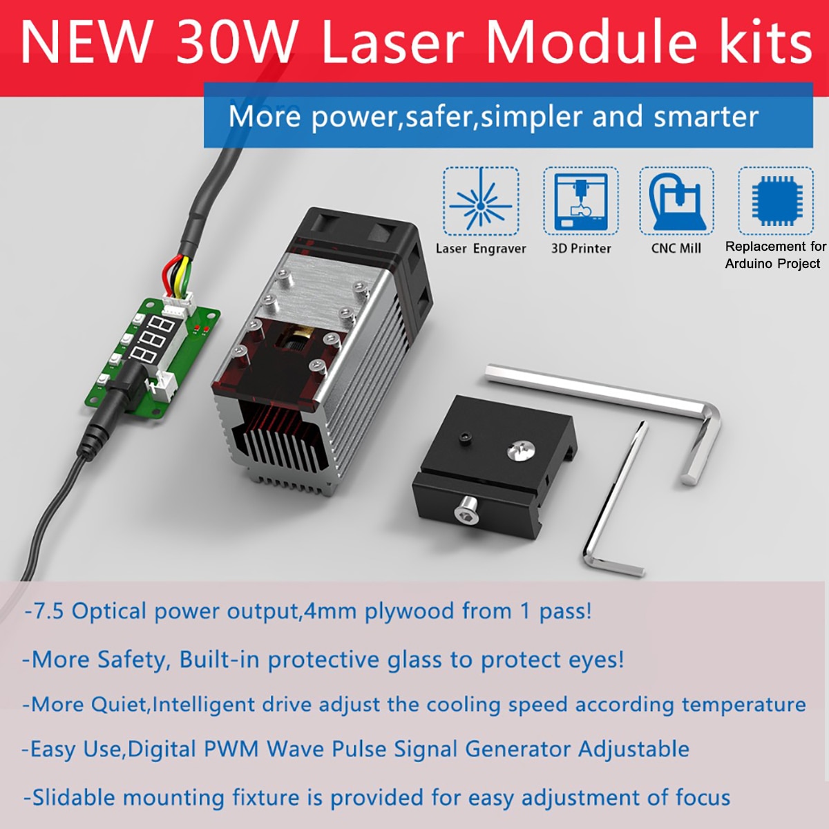 30W Focusable Laser Module 10pcs Universal Laser Engraving Module Kit for Engraver Cutter 3D Printer CNC Milling Replacement - Image 5
