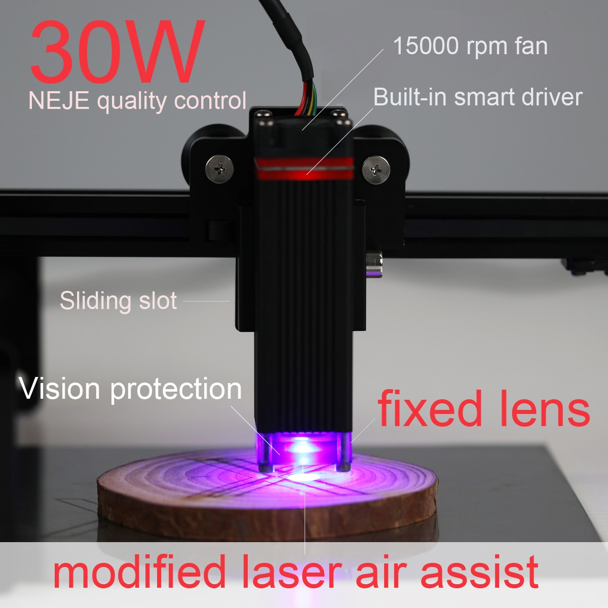 30W Laser Engraver Module Kit 8pcs Fixed Lens Laser Cutter Head Set with Blue Laser Diode TTL for NEJE Master Series / Arduino - Image 3