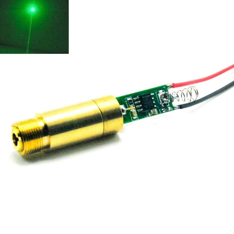 30mW 532nm Green Dot Laser Diode Module w 12x35mm Brass Housing & Glass Lens & APC Driver