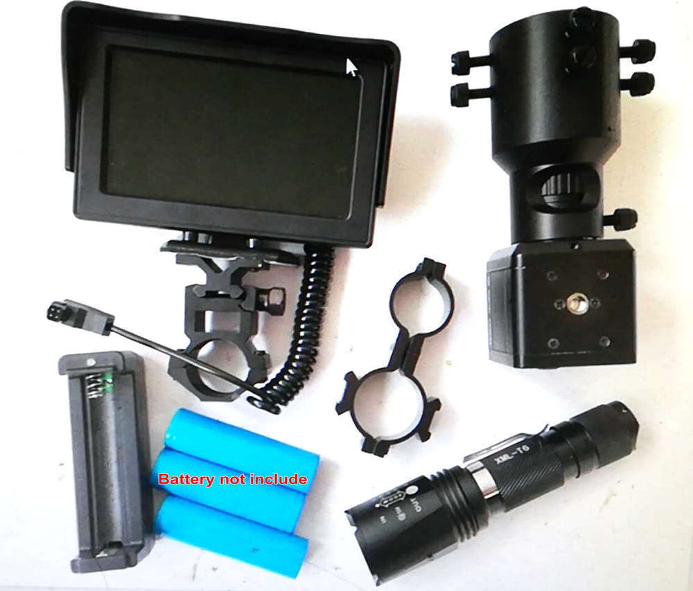 38-45 Night Vision Hungting Trail Camera w 3W IR Laser Torch 25mm/ 30mm Mount Lens CCD Camera Monitor for Rifle Scope Monocular