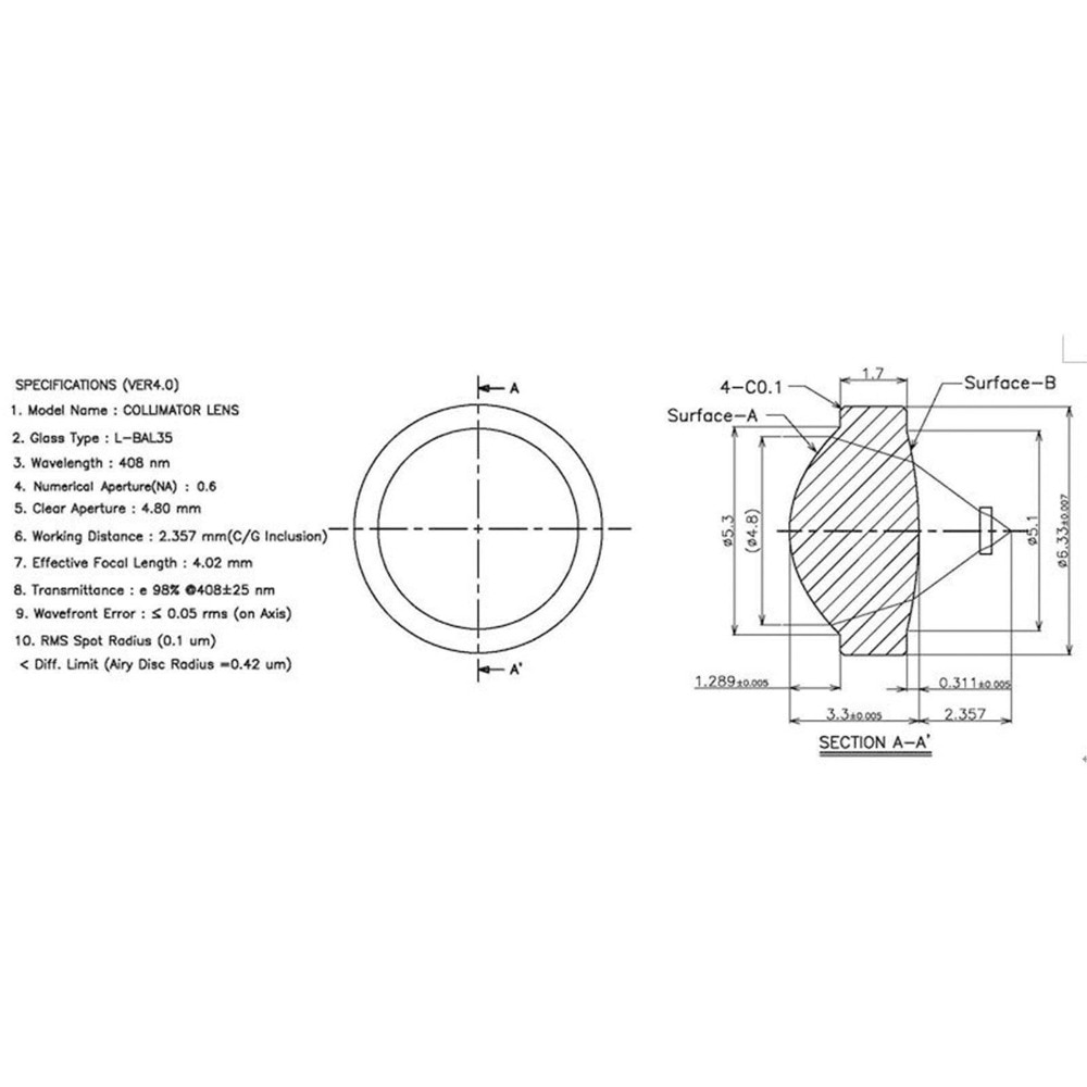 405-G-2 Coated Glass Focusable Dot Lens For 405nm 450nm 515nm Blue Green Laser Diode w/ Holder M9*0.5 - Image 5