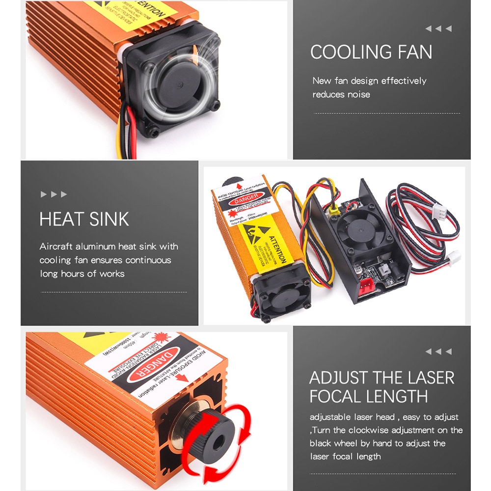 450nm 1000mw/2500mw/3000mw/5500mw/15w Laser Module 3w/5w High Power with TTL PWM for CNC Engraving Machine Accessories - Image 3