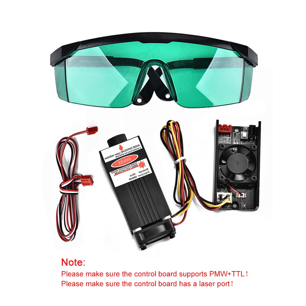 450nm 2500mw/5500mW/7W TTL PWM Laser Module Goggles DC 12V Focal Adjustable Laser Head for Laser Engraver Machine Accessories - Image 2