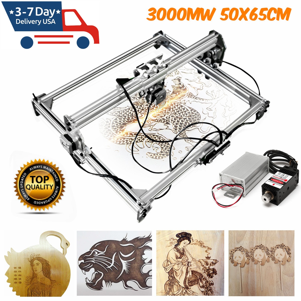 50*65cm 15W CNC Laser Engraver Engraving Machine for Metal Cutting Wood Router DIY 2Axis Engraver Desktop Laser Cutter - Image 2