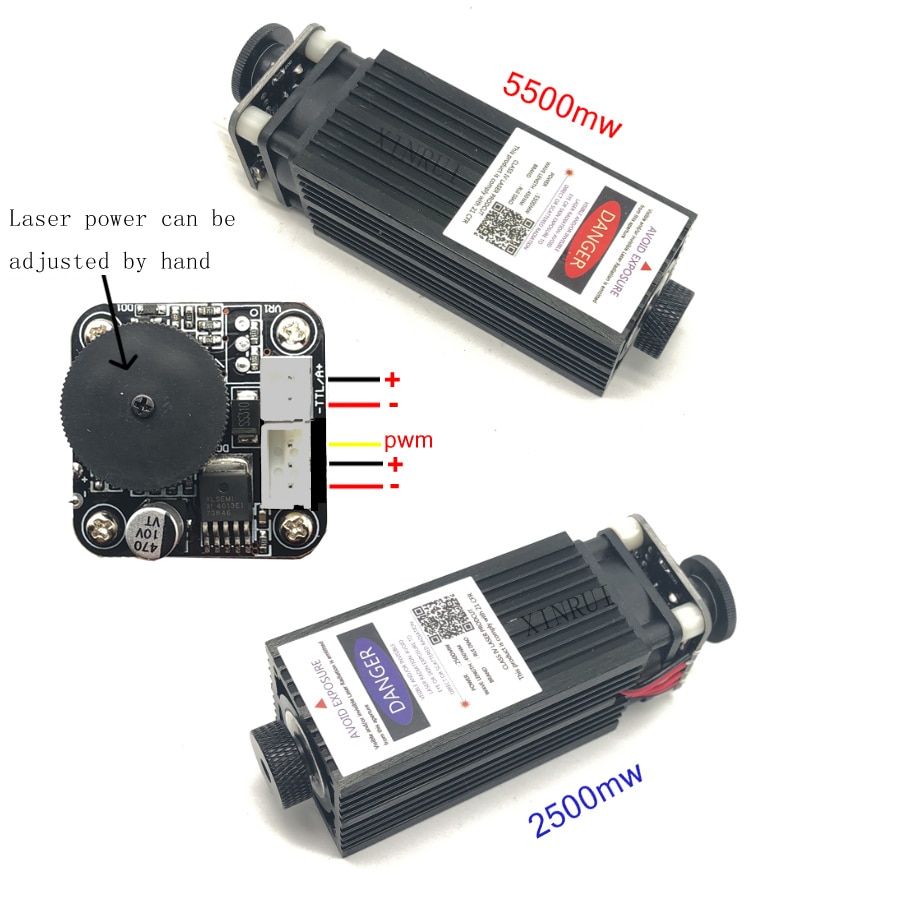 500mw/800mw/2500mw/5500mw 405/450NM focusing blue purple laser module wood engraving,pwm TTL control diode