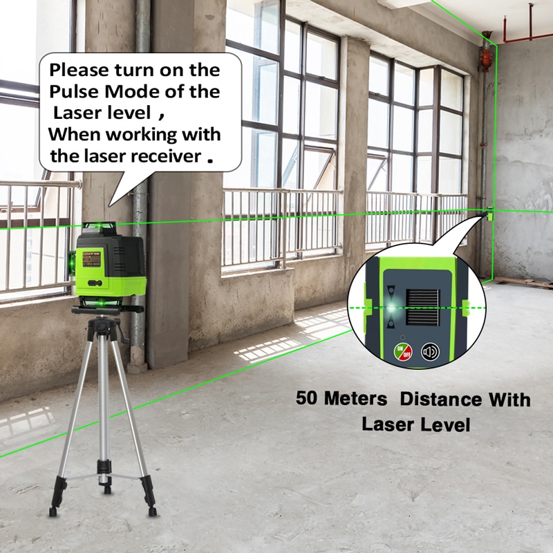 50m Outdoor Pulse Mode Red Or Green Beam Line Laser Level Vertical And Horizontal Laser Detector Or Receiver - Image 3