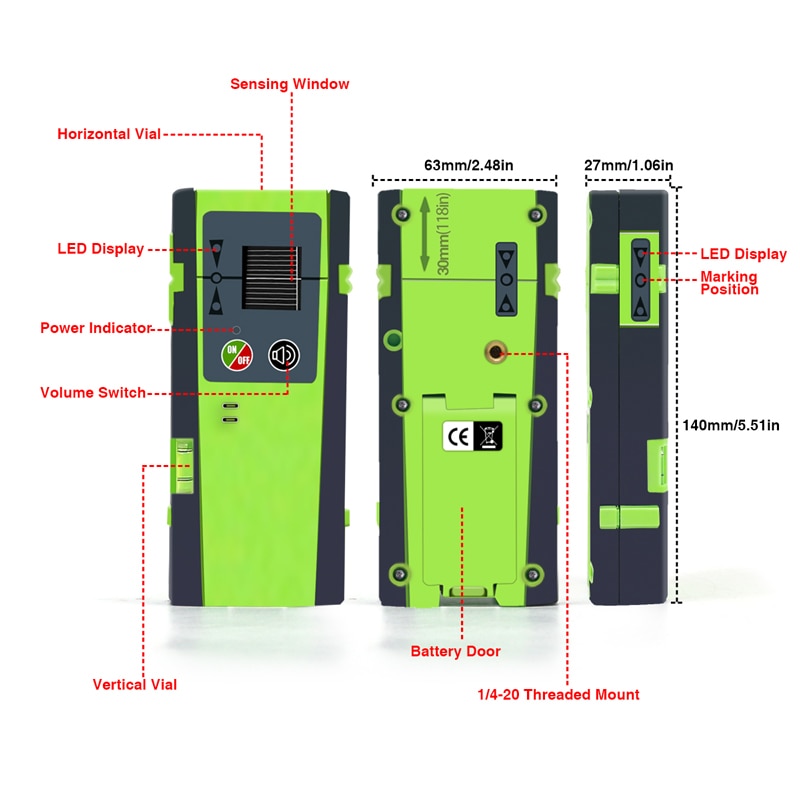 50m Outdoor Pulse Mode Red Or Green Beam Line Laser Level Vertical And Horizontal Laser Detector Or Receiver - Image 5