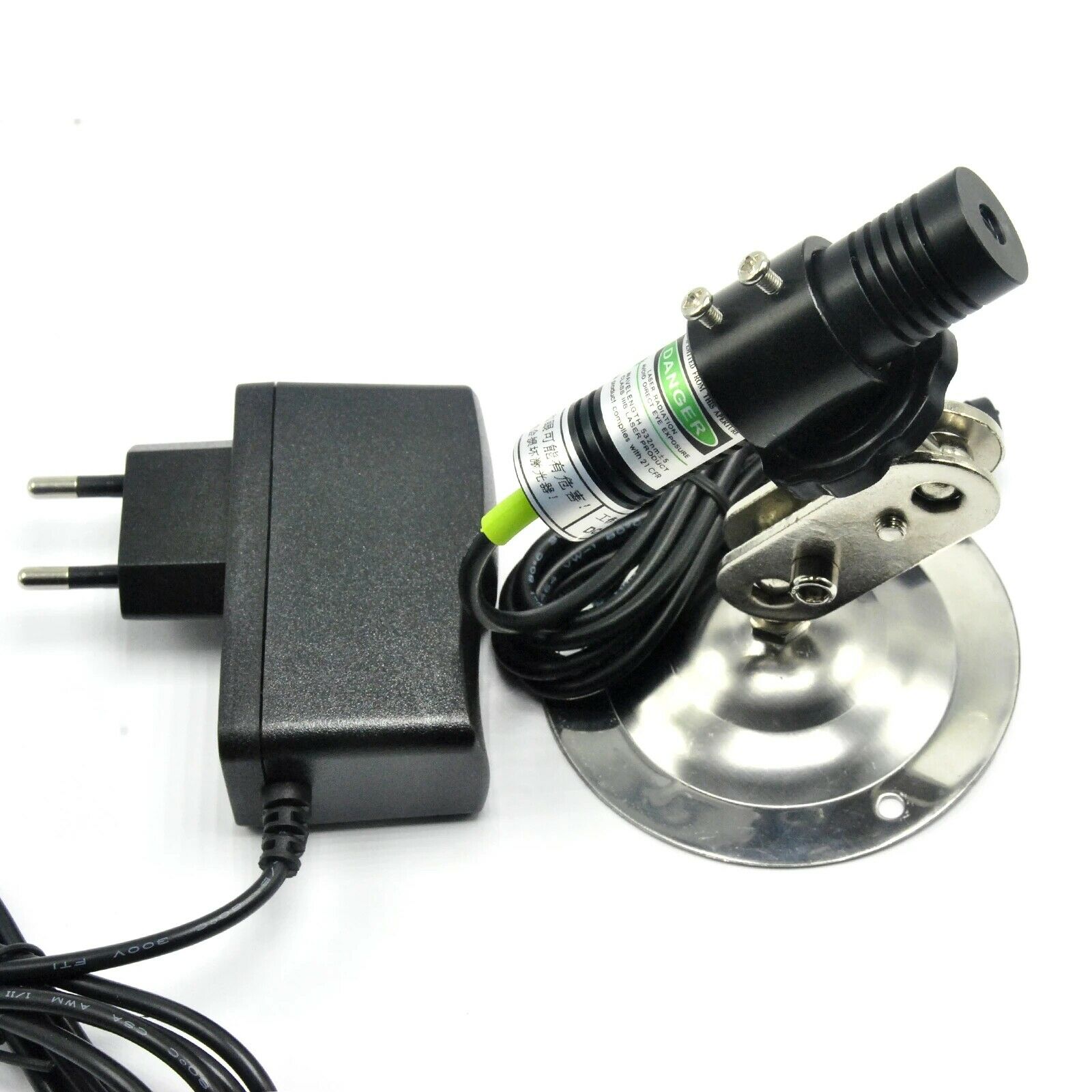 532nm 10mW Green Laser Dot Module Long Time Working w/5V 1A Adapter &18mm Holder