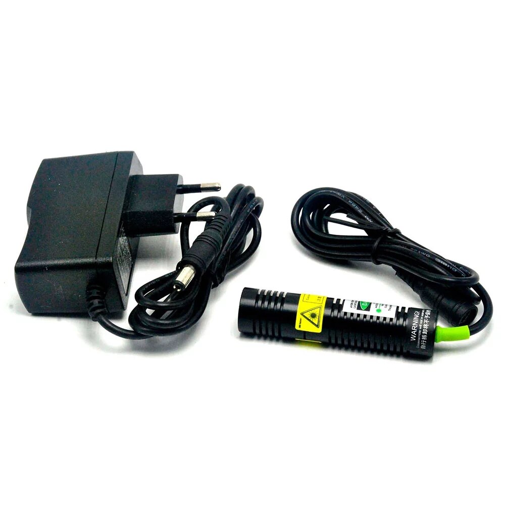 532nm 50mW Green Line/Dot Laser Diode Module w 5V Power& Adapter &Holder &K9 Lens