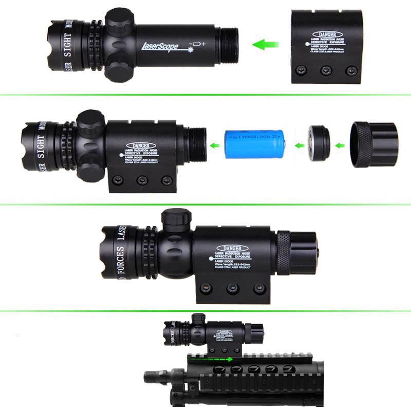 532nm Green Laser Dot Sight Red Hunting Emitter 21mm/11mm Ring Rail QD Barrel Scope Mount Gun Light W/Remote Switch 2*BY Charger - Image 4