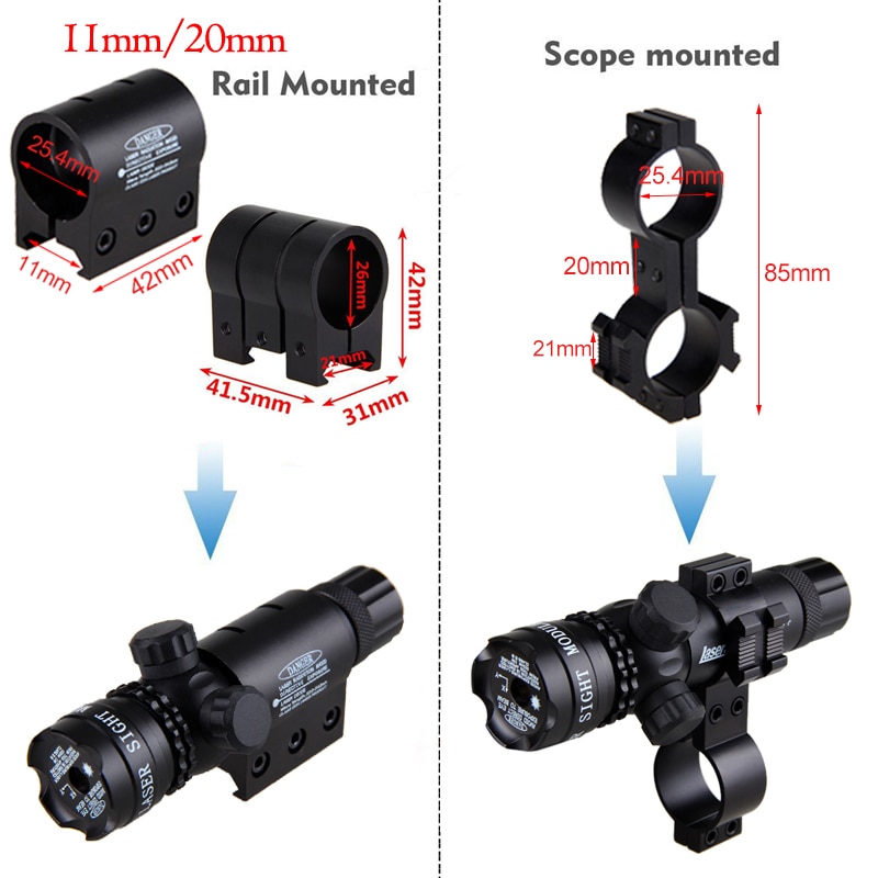 532nm Green Laser Dot Sight Red Hunting Emitter 21mm/11mm Ring Rail QD Barrel Scope Mount Gun Light W/Remote Switch 2*BY Charger