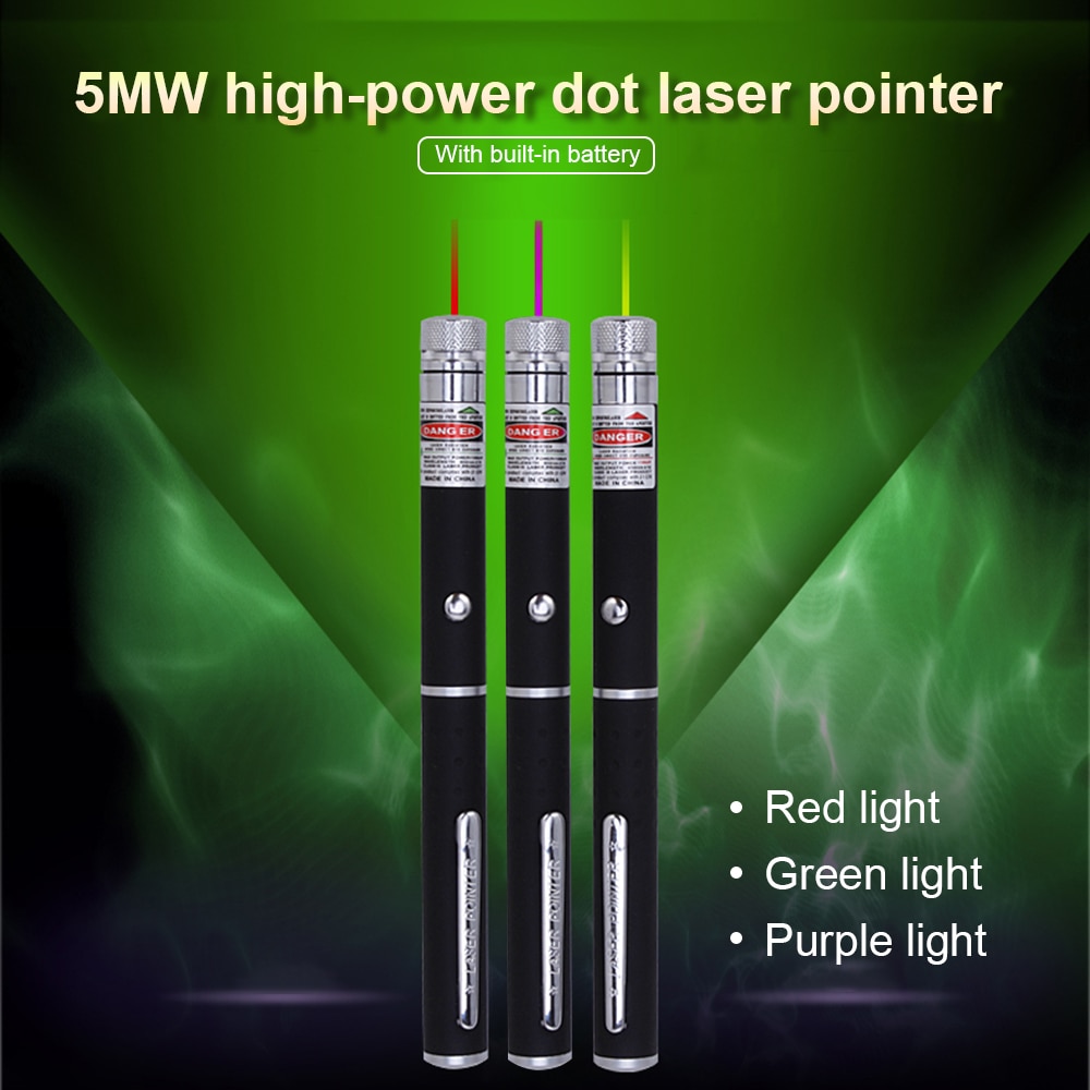 5MW Powerful Lottomr Pen Light Pencile 405nm 530nm 650nm Dot Pen with Buiit-in Batteries with Colorful Light