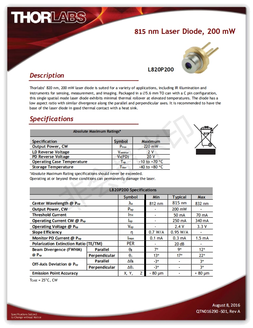 5PCS JDSU Infrared IR φ5.6mm 830nm 200mW 220mW Laser Diode LD for DIY Lasers - Image 4