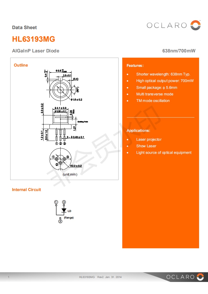 5PCS Oclaro HL63193MG TO18-5.6mm 635nm 638nm Red 700mw Laser Diode / High Power - Image 4