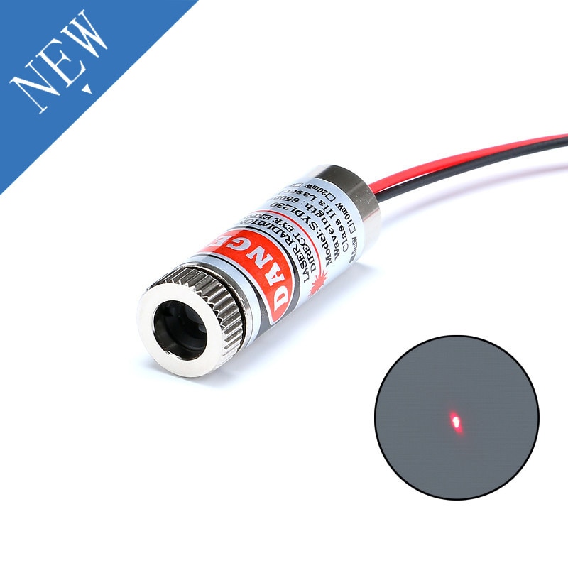 650nm 5mW Red Point Line Cross Laser Diode Focus Adjustable Laser Diodes Head Metal Glass Lens Head Industrial Diameter 12MM 5V