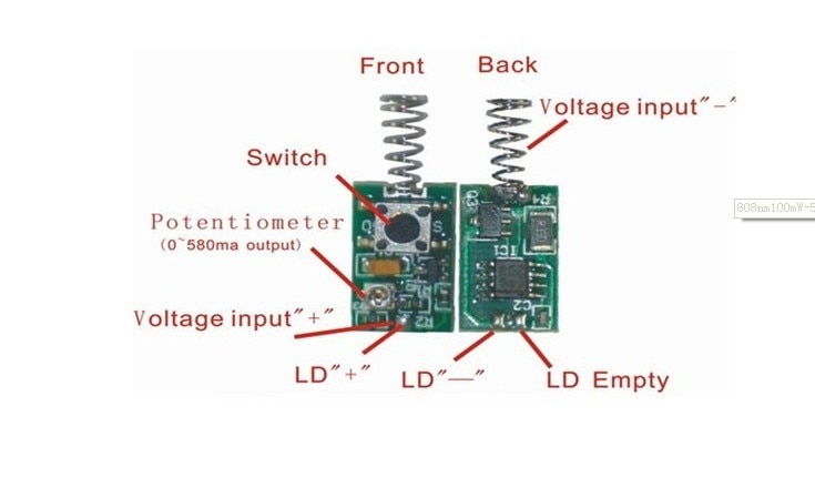 808nm100mW-500mW Laser Diode Driver Constant current reverse protection - Image 2