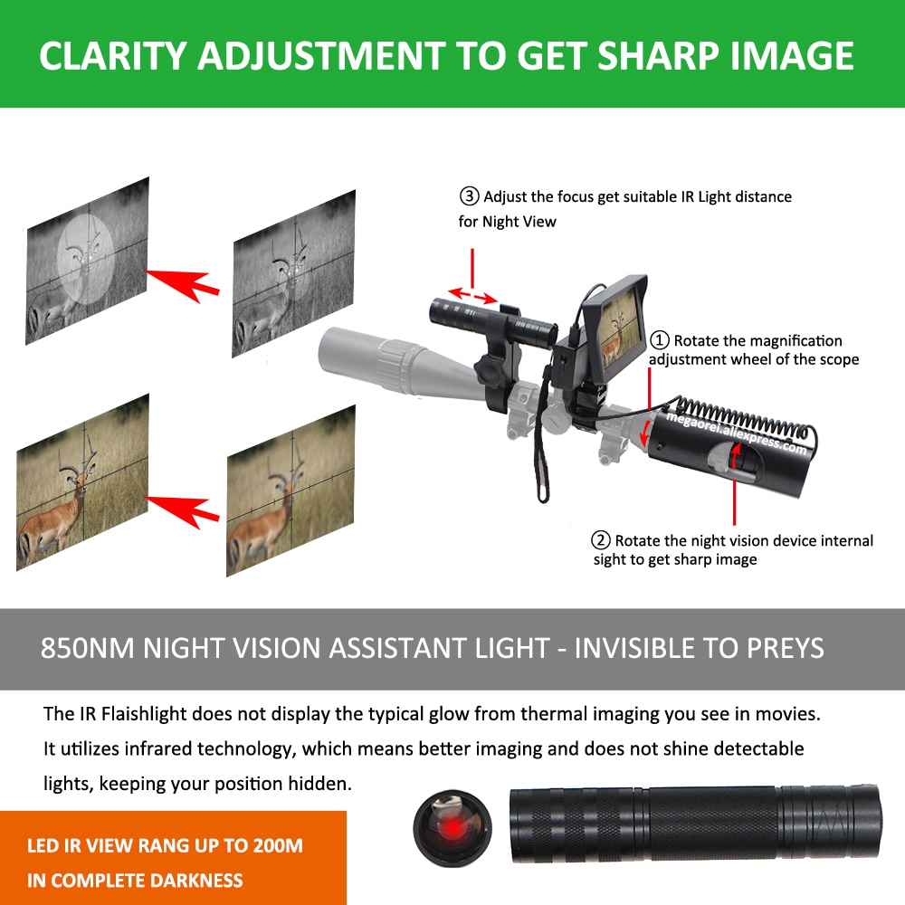 850nm Infrared IR Flashlight Night Vision Light Assistance Illuminator - View Distance LED 200m Laser 400meter - Image 4