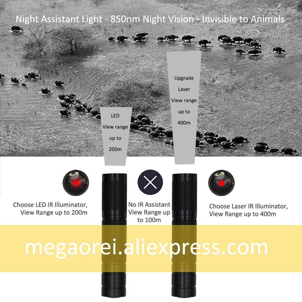 850nm Infrared IR Flashlight Night Vision Light Assistance Illuminator - View Distance LED 200m Laser 400meter