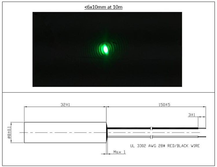 8mm Low operating temperature 0.5mW 1mW 5mW 10mW 520nm Green Dot Laser Diode Module Industrial Grade APC Driver TYLASERS - Image 2