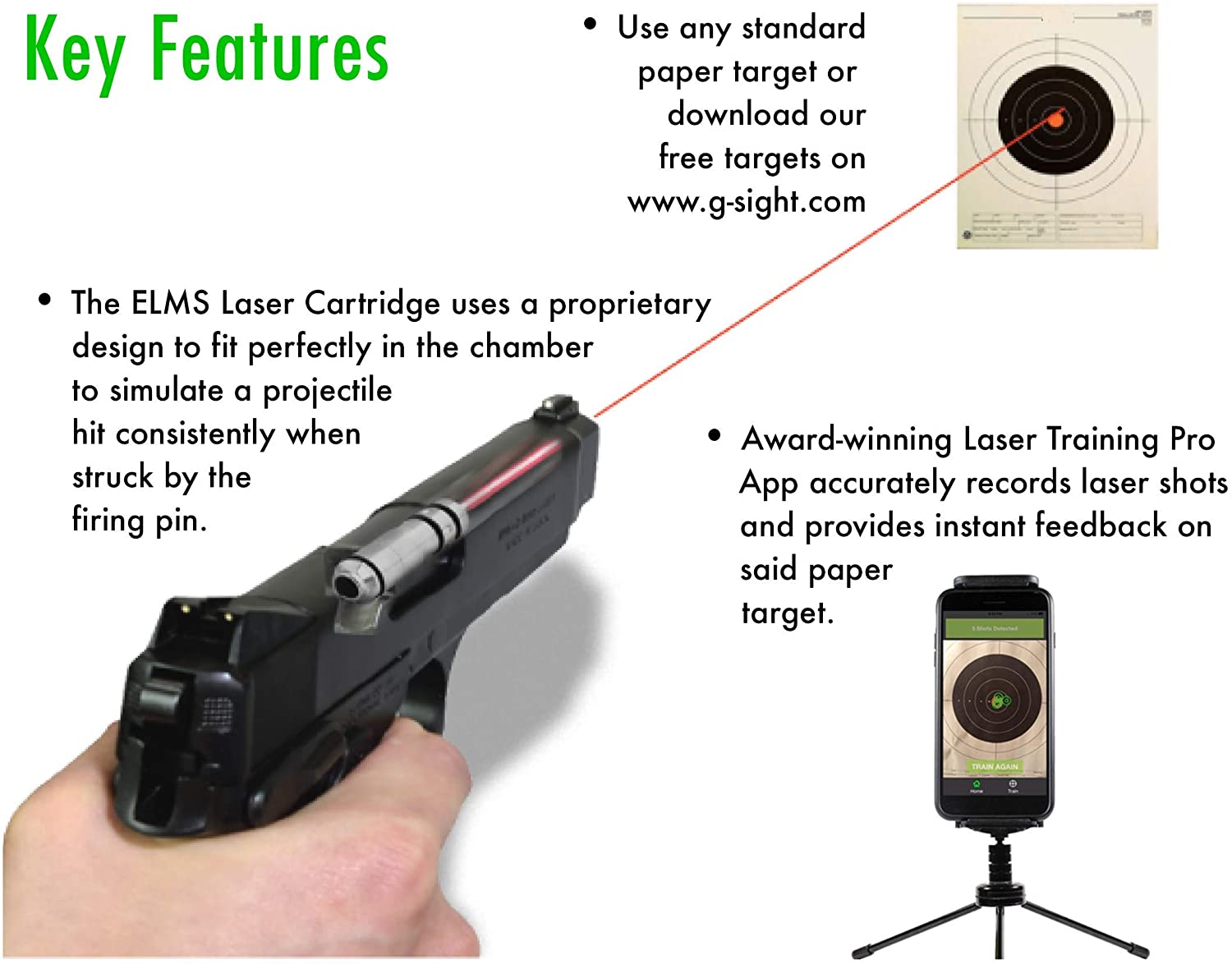 9mm Laser Training Bullet .45 45ACP Ammo G-Sight Tactical Red Dot Sight Laser Trainer Cartridge Dry Fire Shooting Simulation