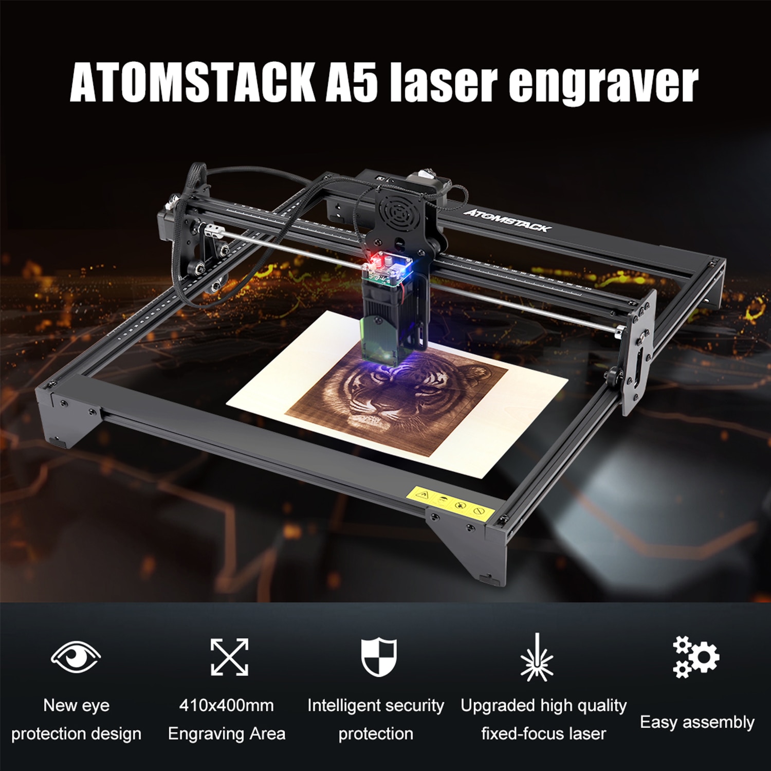 ATOMSTACK A5 20W Laser Engraver CNC Quick Assembly 410*400mm Carving Area Full-metal Structure Desktop DIY Engraving Machine - Image 3