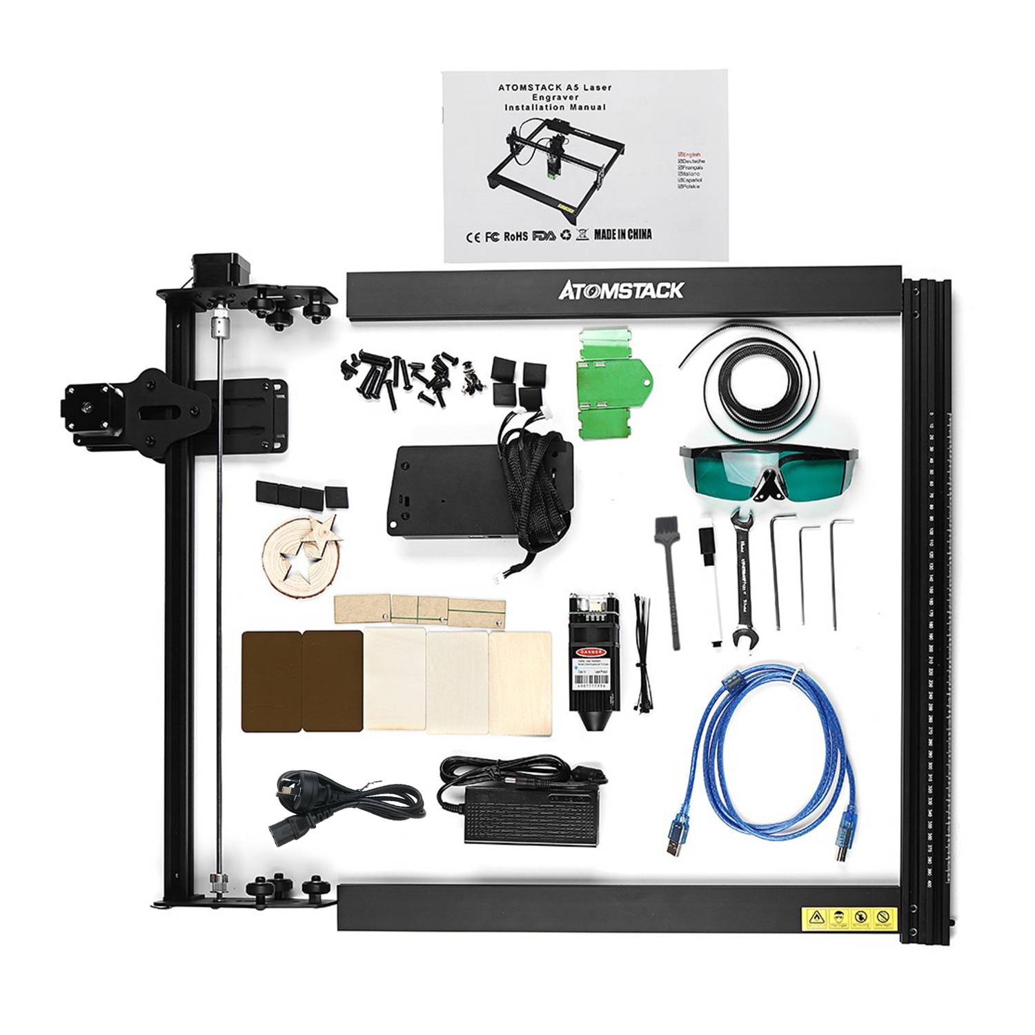 ATOMSTACK A5 20W Laser Engraver CNC Quick Assembly 410*400mm Carving Area Full-metal Structure Desktop DIY Engraving Machine - Image 4