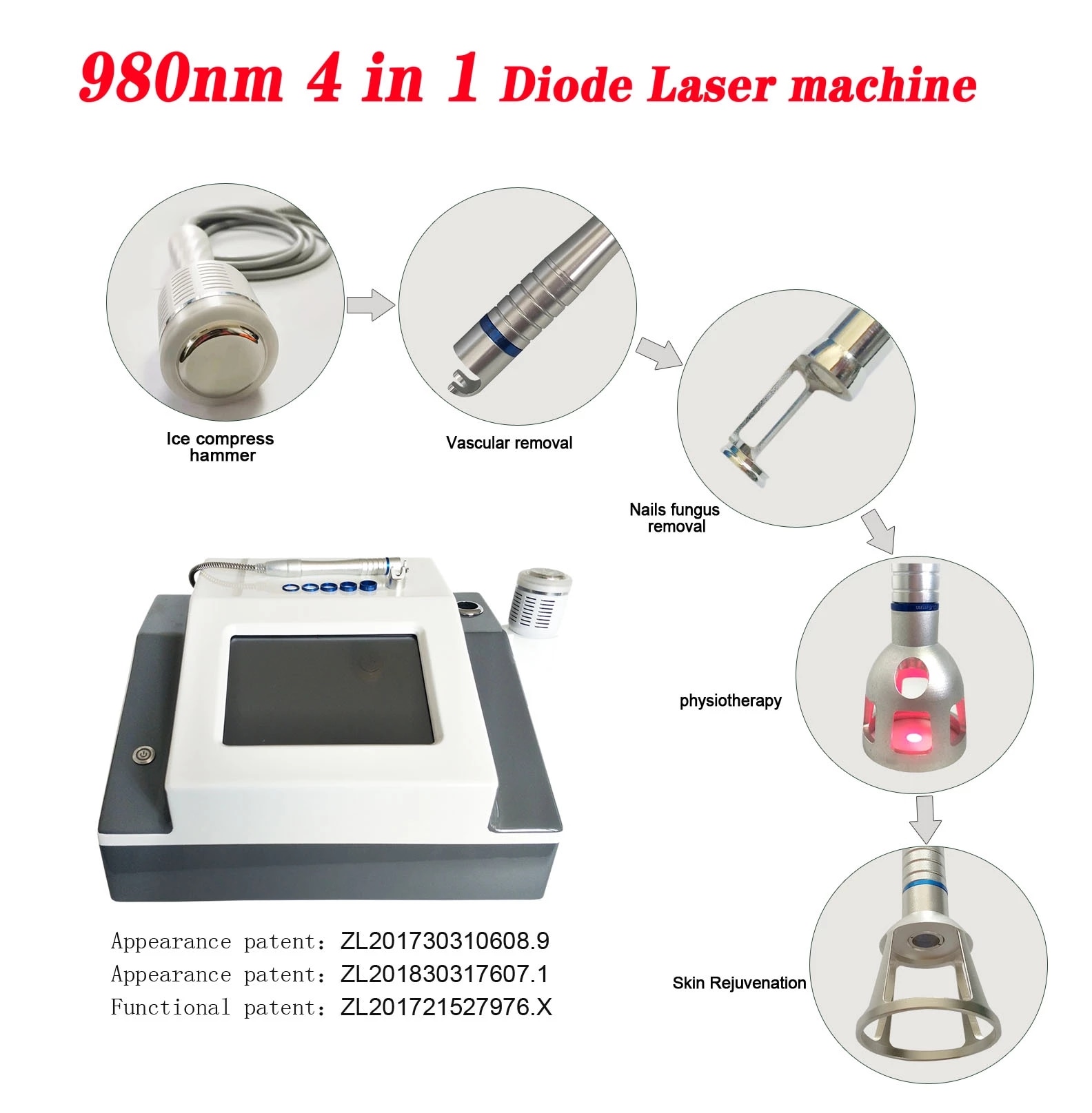 Best 980nm diode laser spider vein removal machine permanent vascular therapy spider veins/ Nail fungus laser salon home use - Image 3